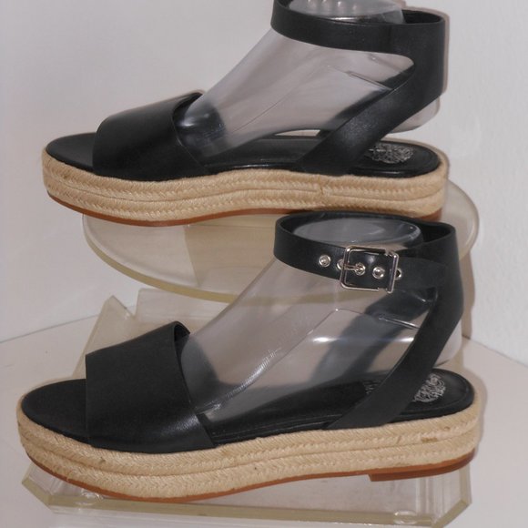 VINCE CAMUTO BLACK GENUINE LEATHER SANDALS SIZE 9.5 MEDIUM - Picture 7 of 7
